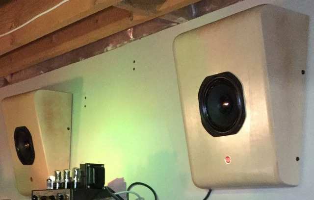 rca open baffle full range speaker mounted on wall